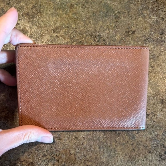 Authentic Louis Vuitton Taiga Leather ID Holder Wallet Light Brown Cognac Color - Picture 7 of 11